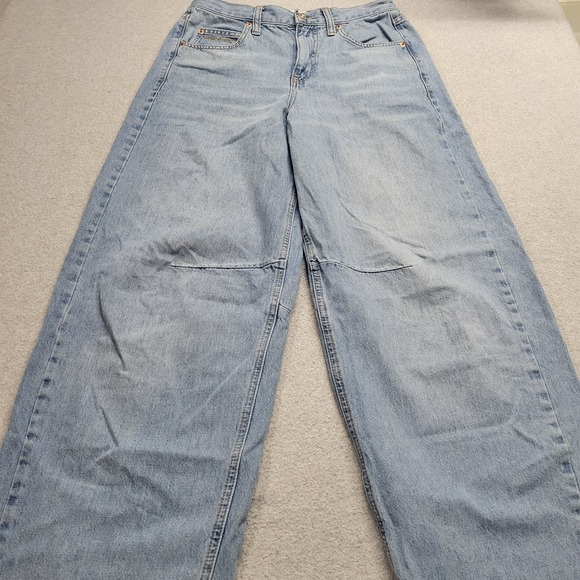 BDG Urban Outfitters Logan Buckle Back Baggy Barrel Denim Jeans Size 27W Light - Picture 3 of 13